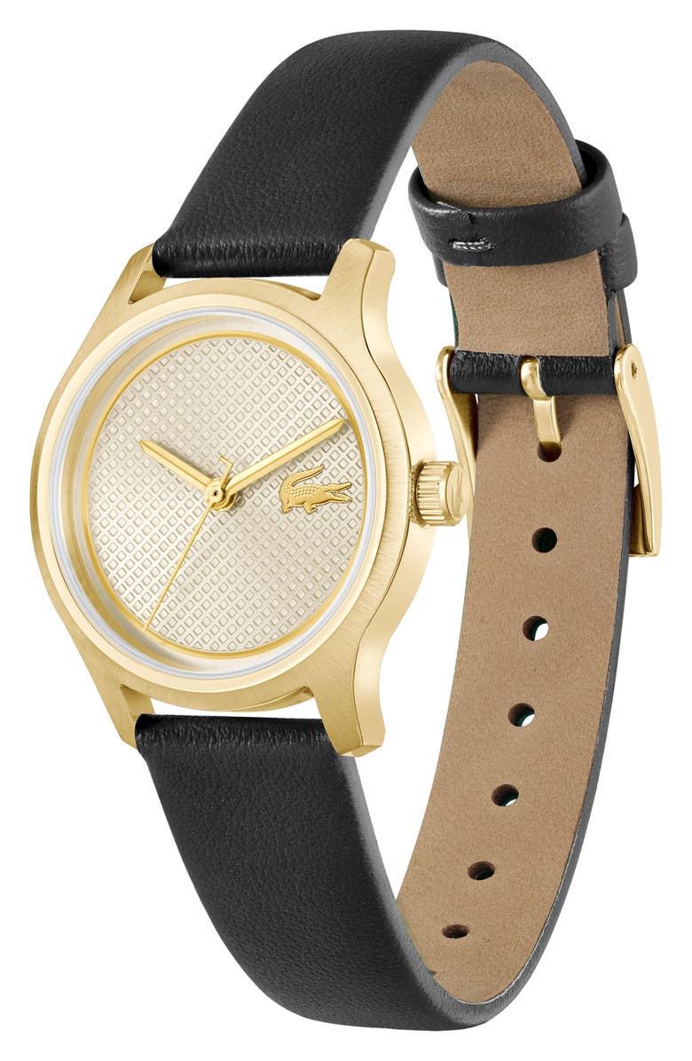 Lacoste Elyse Quartz Leather Strap Watch, 30mm, Alternate, color, Champagne