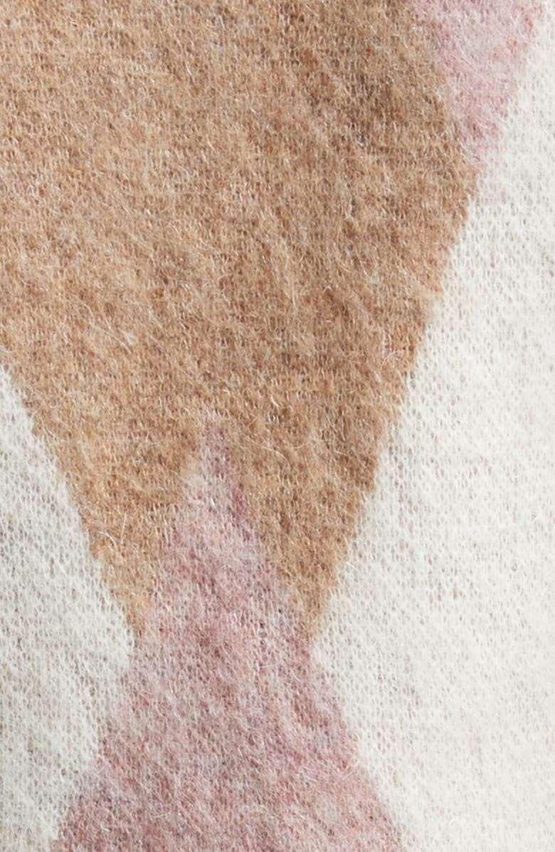 L'AGENCE Siobhan Argyle Crop Cardigan, Alternate, color, Natural/ Mauve Multi Argyle