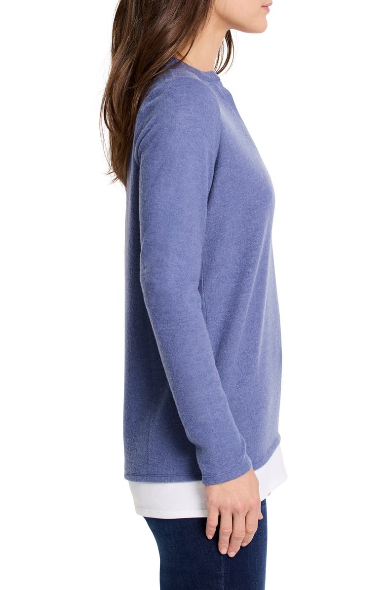 NZT by NIC+ZOE Cozy Mixed Media Layered Top, Alternate, color, Cornflower