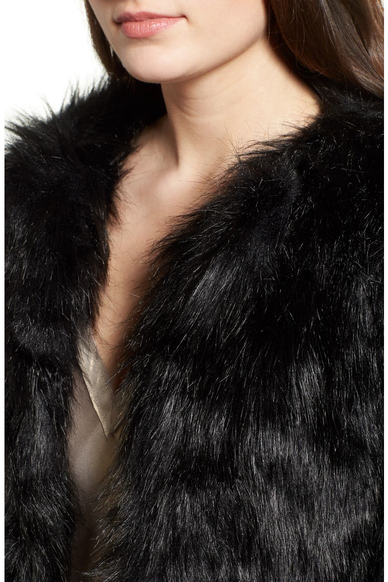 Fire Faux Fur Jacket, Alternate, color, BLACK