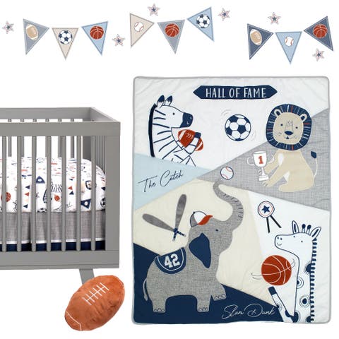 Hall of Fame Sports Animals 5-Piece Crib Bedding Set