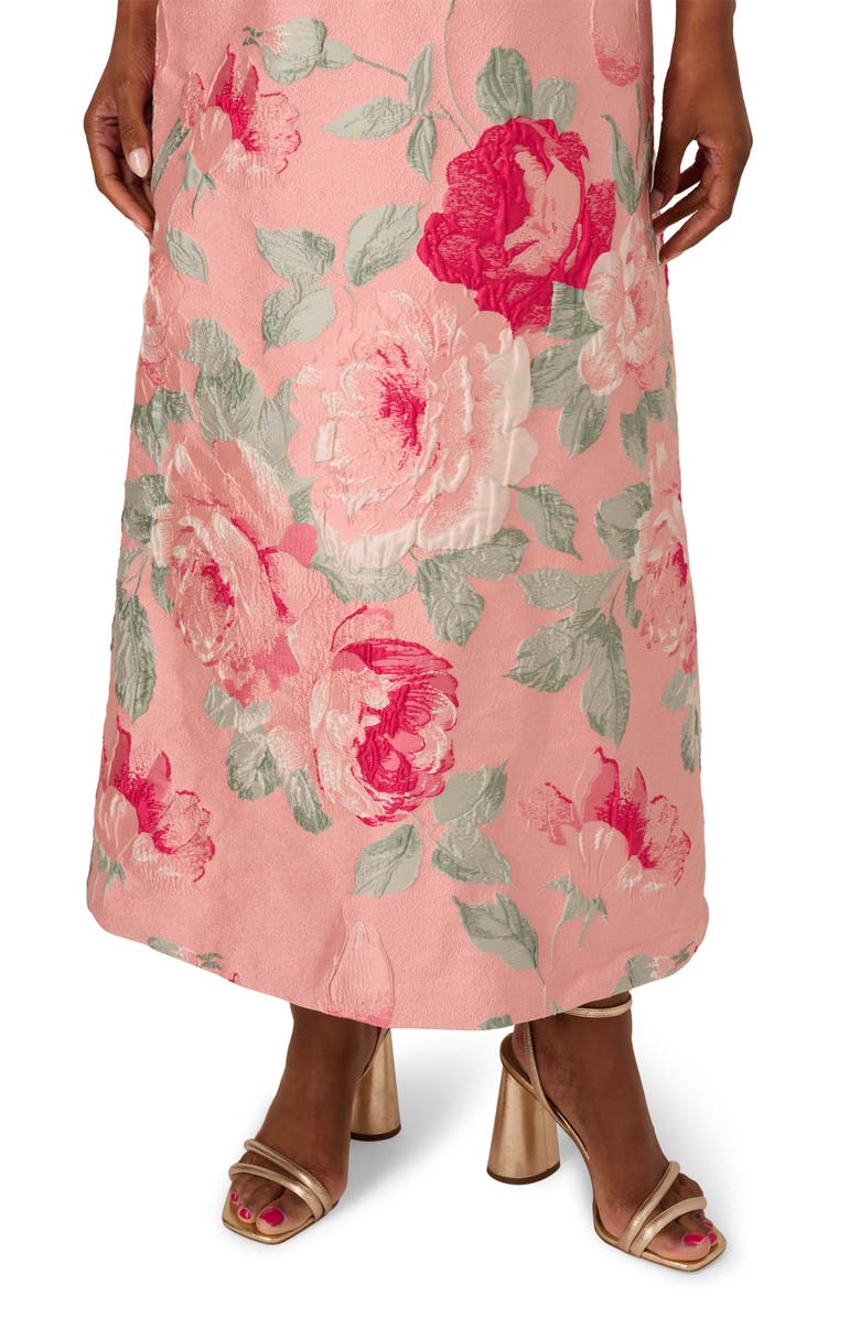 Adrianna Papell Floral Jacquard Off the Shoulder A-Line Dress, Alternate, color,