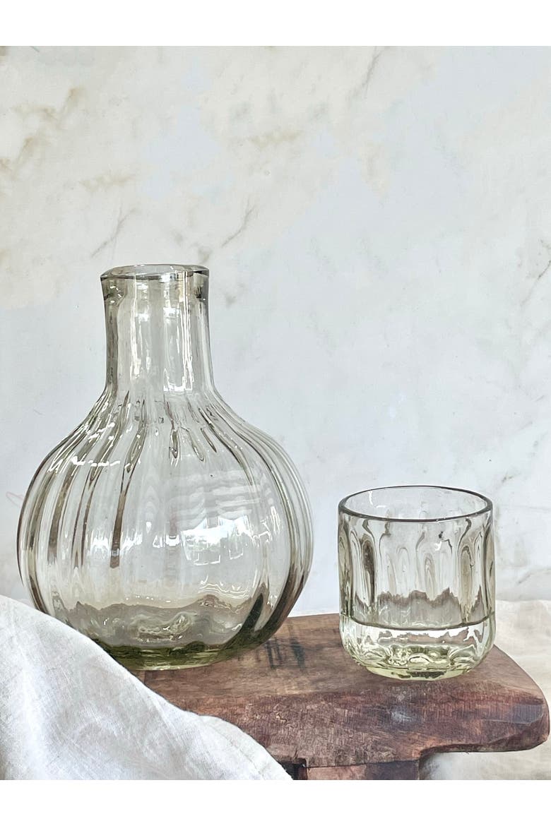 Handblown Fluted Carafe Set, Alternate, color, Black