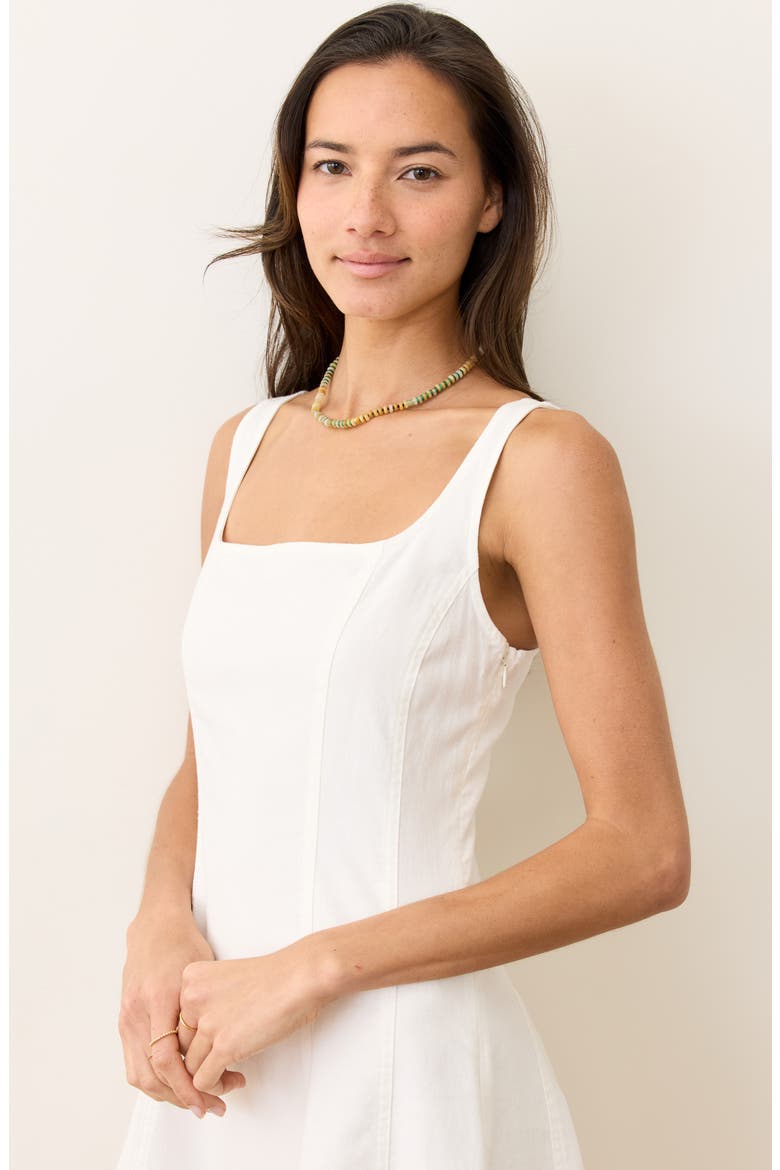 Gemma Mixed Media Midi Dress, Alternate, color, BRIGHT WHITE