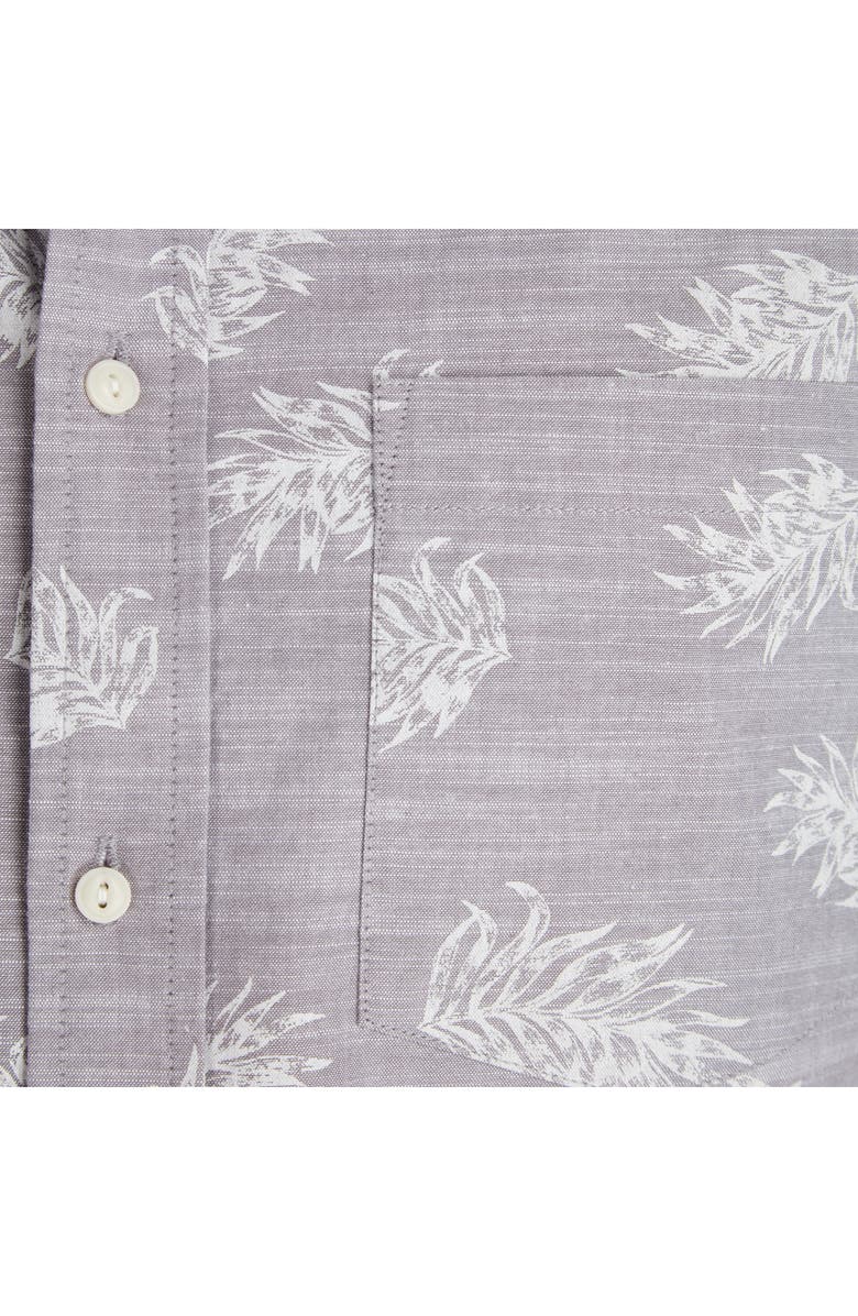 PX Pineapple Print Short Sleeve Button-Up Cotton Chambray Shirt, Alternate, color, 
