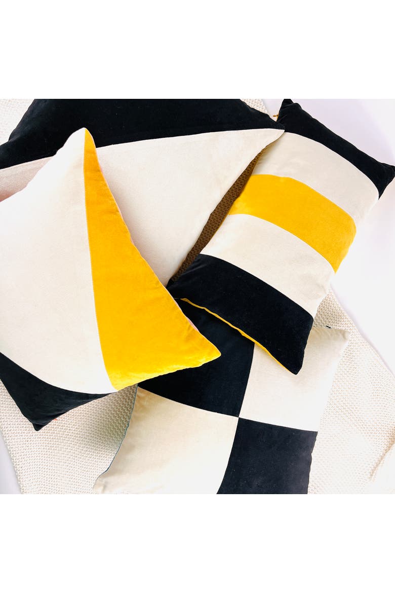 Colorblock Triangles - Pillow Cover, Alternate, color, Black White Yellow