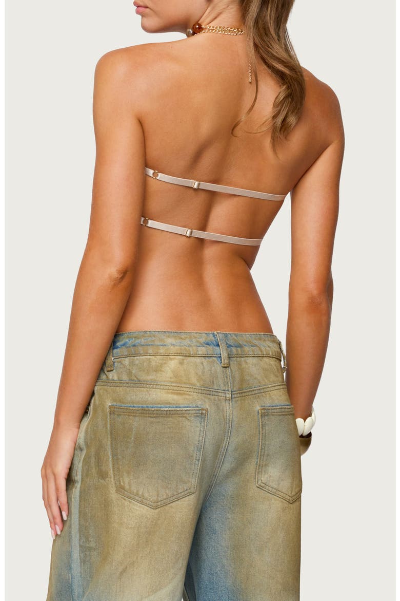 Sequin Strapless Handkerchief Crop Top, Alternate, color, BEIGE