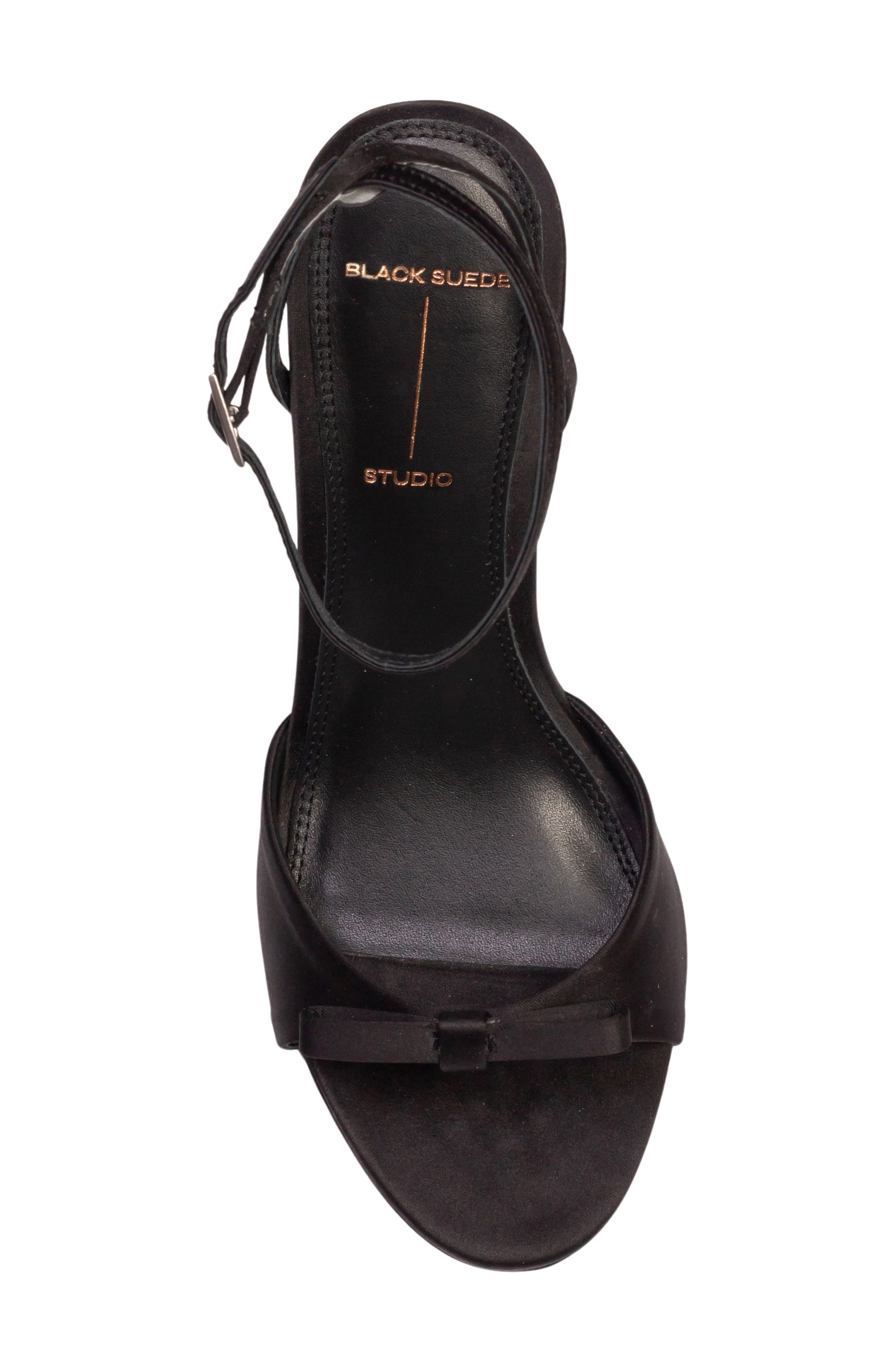 BLACK SUEDE STUDIO Albie Ankle Strap Sandal, Alternate, color, Black Satin