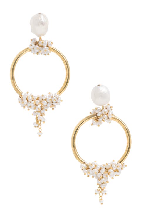 Seed and Baroque Pearl Mid Hoops