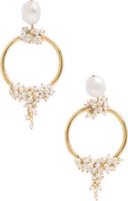 Freya Rose Seed and Baroque Pearl Mid Hoops