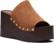 Stuart Weitzman Kate Studded Wedge Platform Slide Sandal