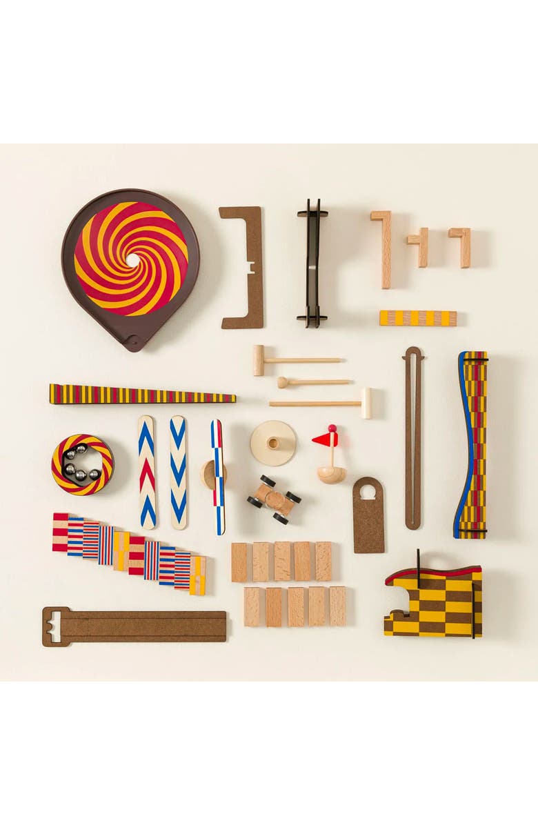 Uncommon Goods Race Car Chain Reaction Construction Set by Djeco, Alternate, color, Multicolor