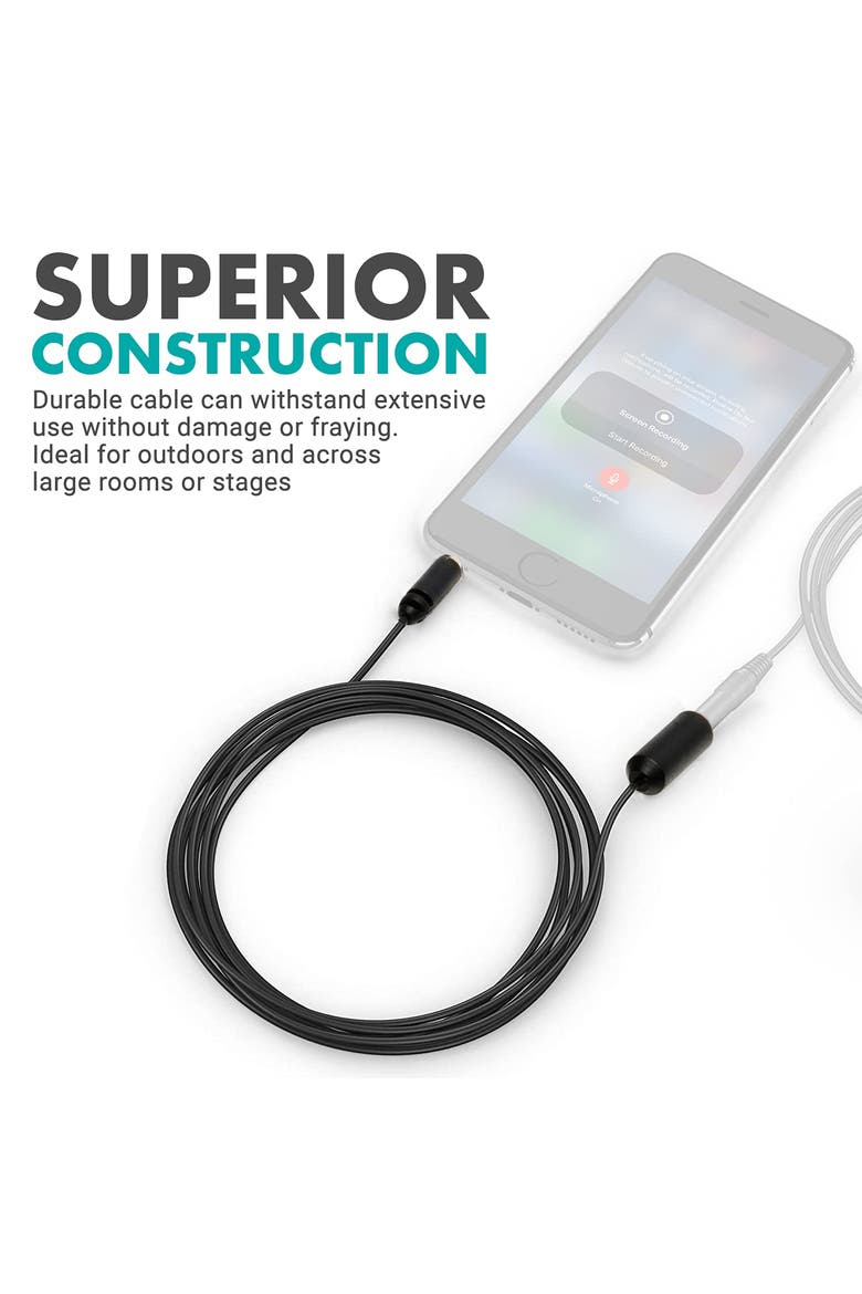 PM10EC6 20-foot (6m) TRRS Female 3.5mm to TRRS Male 3.5mm Microphone Extension Cable for Smartphones, Alternate, color, Black