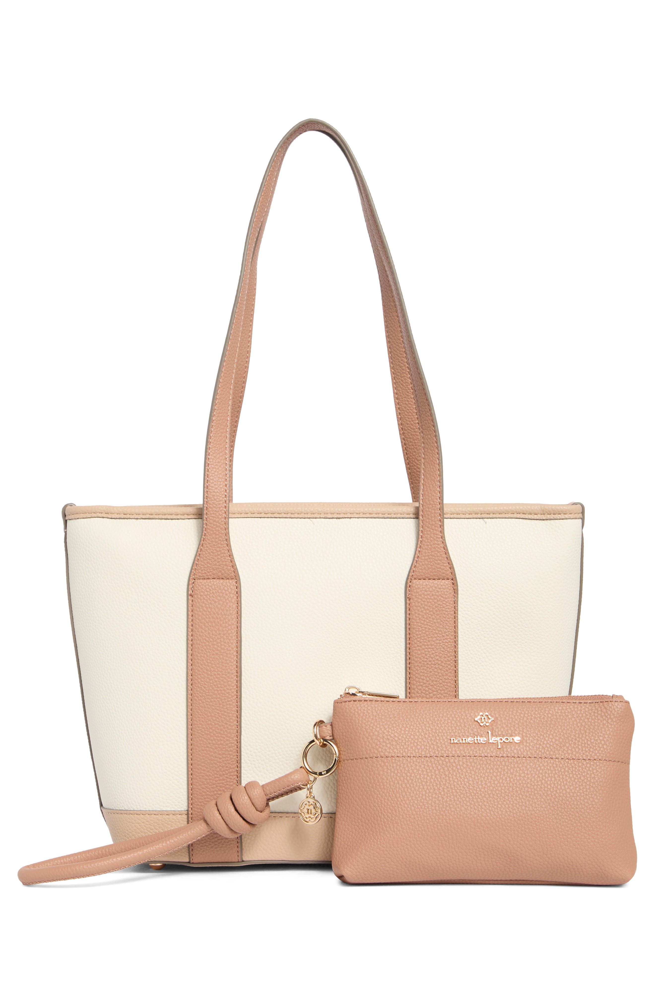 Nanette Lepore Sylas Tote with Wristlet Pouch, Alternate, color, Warm Taupe - Rice