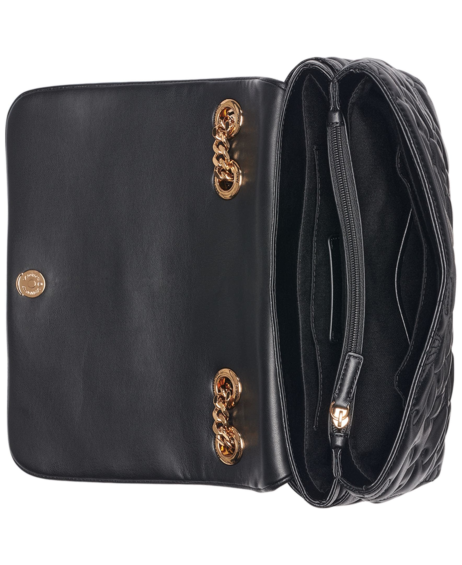 KARL LAGERFELD PARIS Lafayette Quilted Floral Shoulder, Alternate, color, Black/Gold