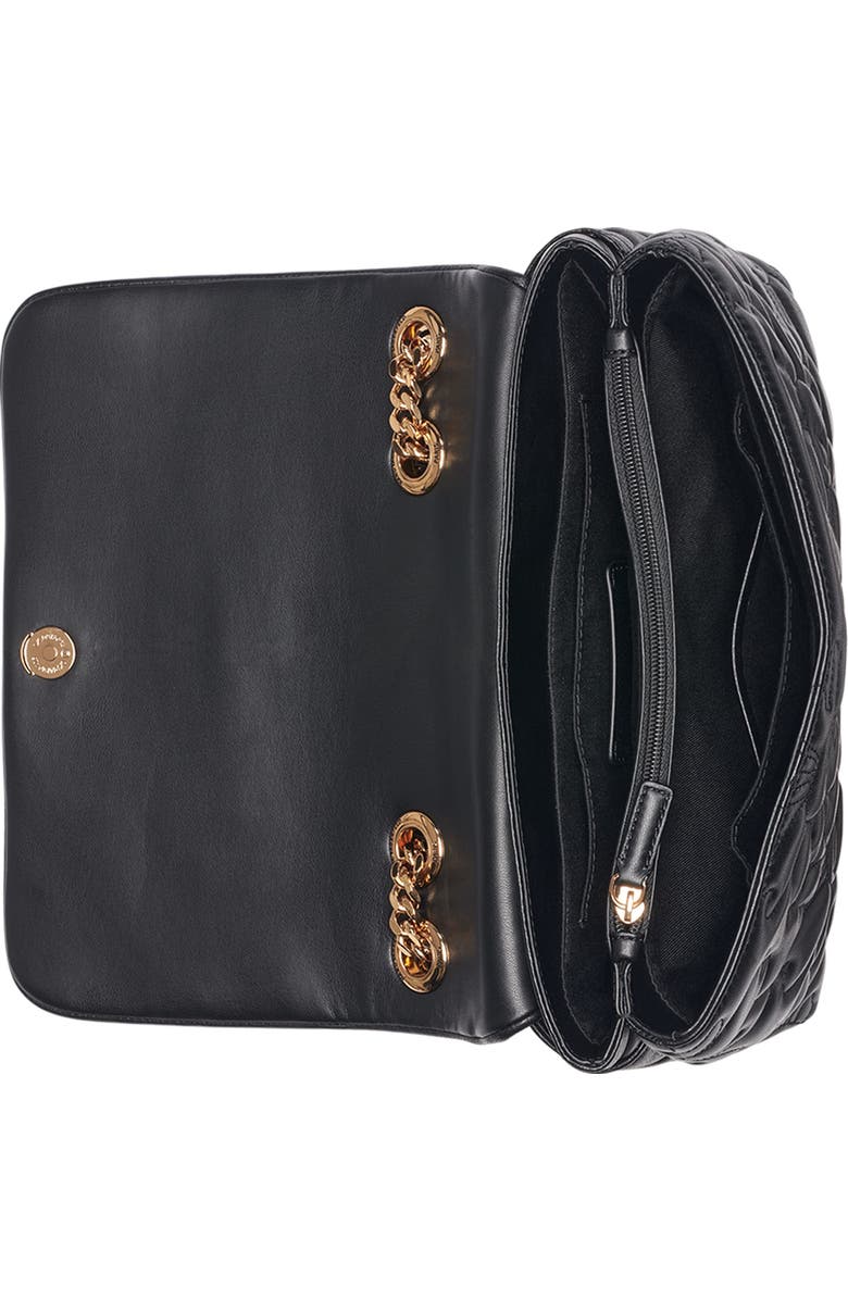 KARL LAGERFELD PARIS Lafayette Quilted Floral Shoulder, Alternate, color, Black/Gold