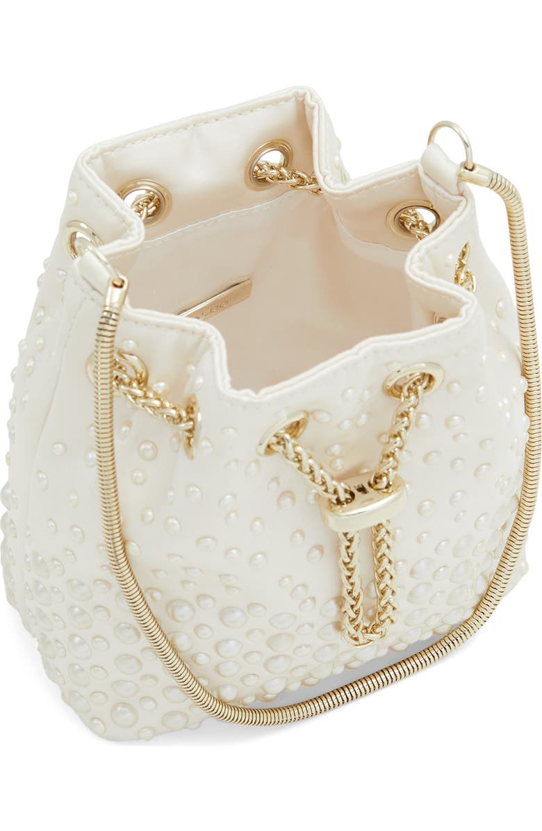 ALDO Pearlily Imitation Pearl Bucket Bag, Alternate, color,