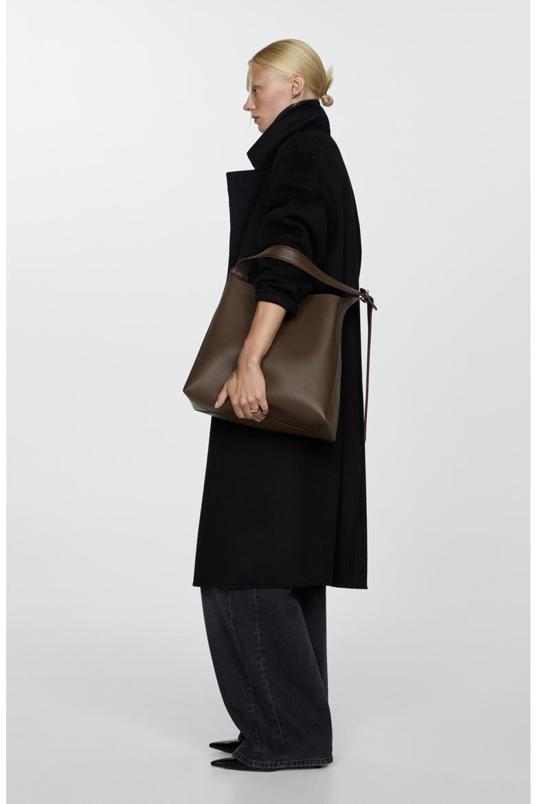 Picarol Oversize Double Breasted Wool Blend Coat, Alternate, color, BLACK