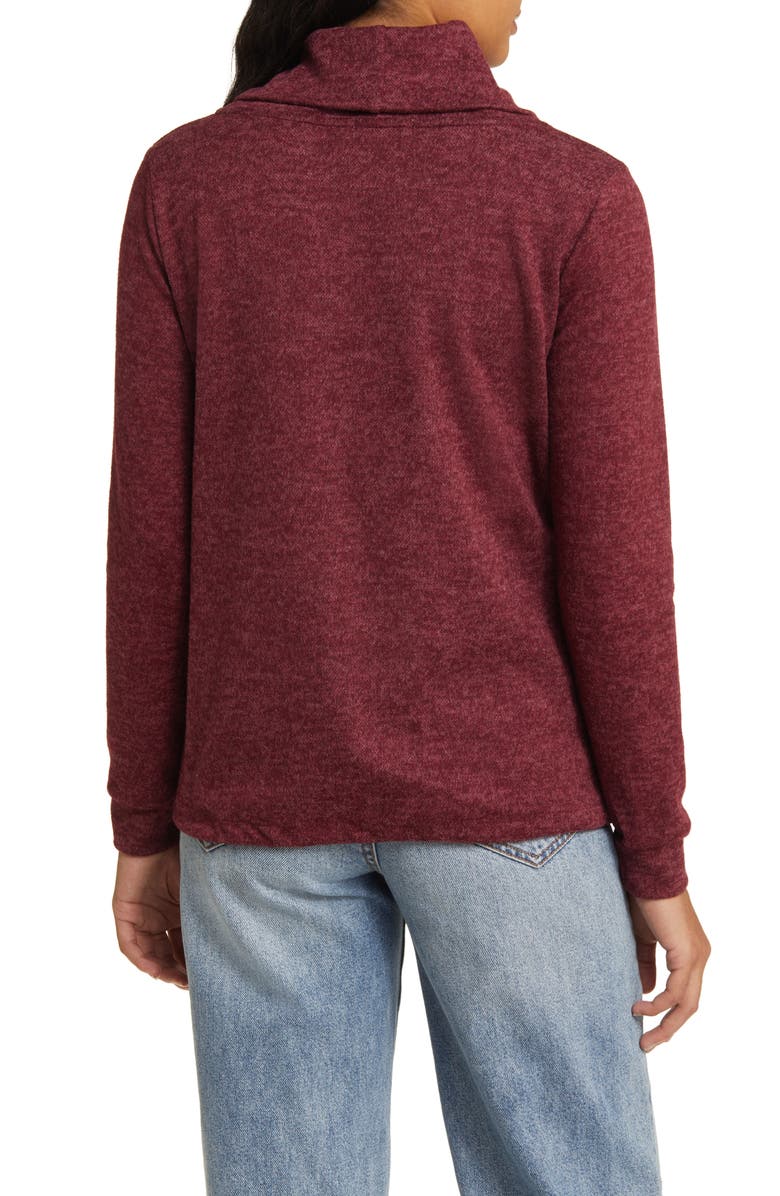 Loveappella Cowl Neck Knit Top, Alternate, color, Burgundy