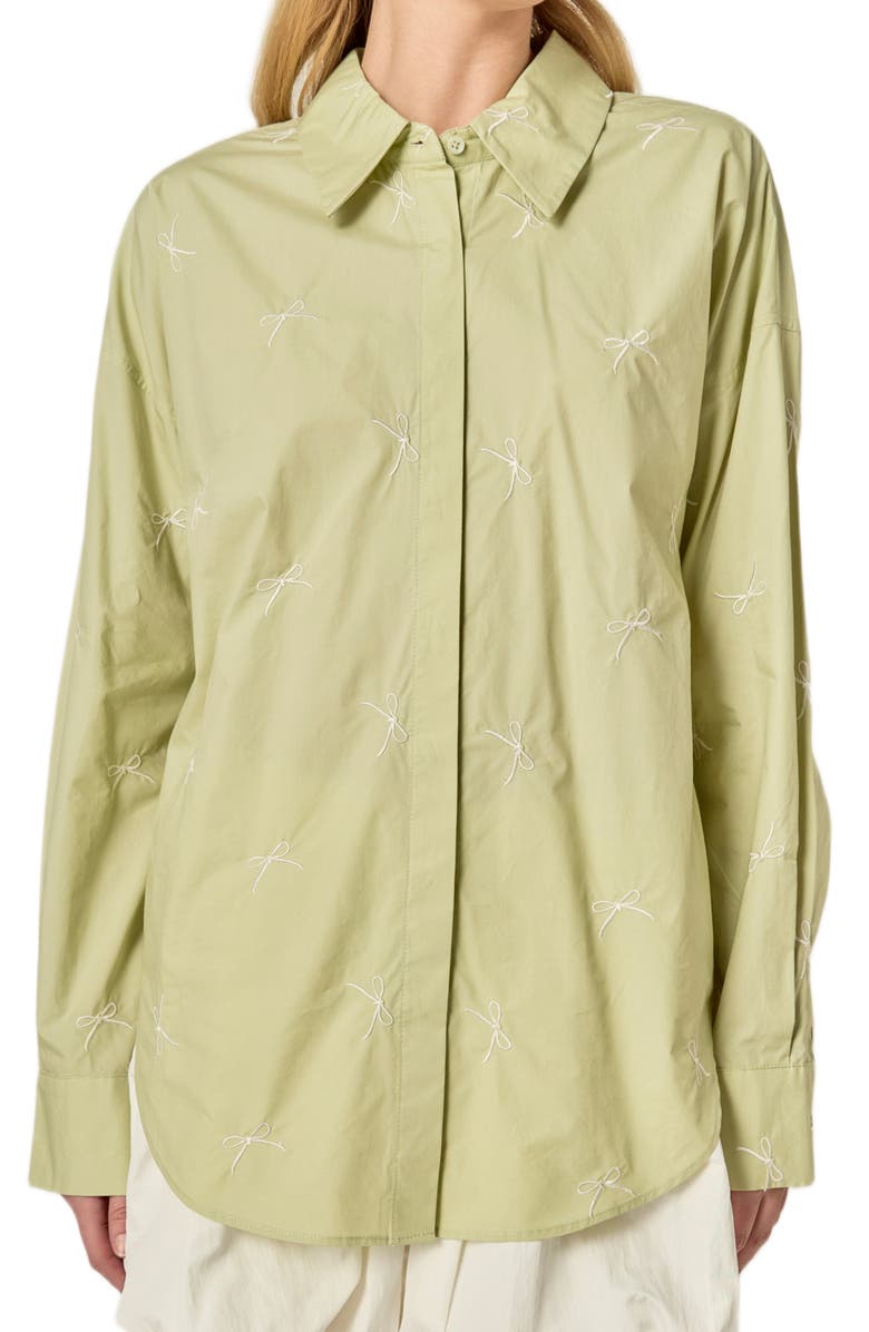 English Factory Bow Embroidery Shirt, Alternate, color, Sage