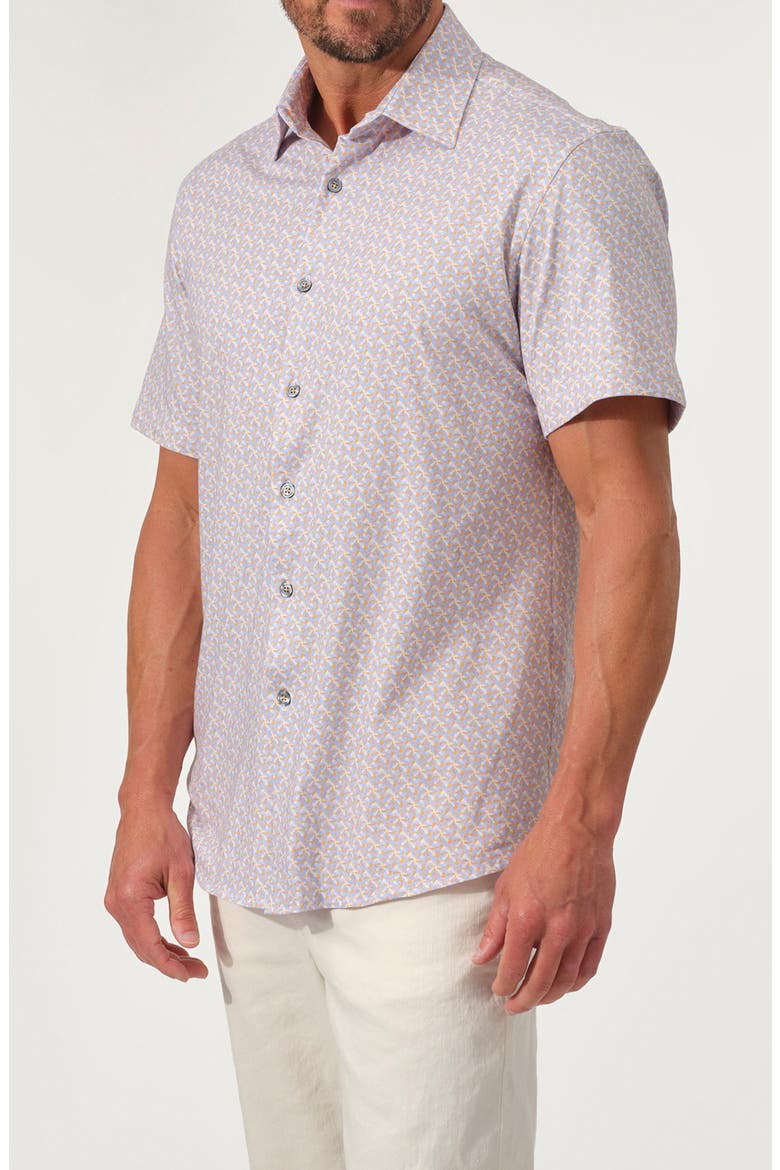 Dynamic Comfort Short Stretch Cotton Sleeve Button-Up Shirt, Alternate, color, TANGELO