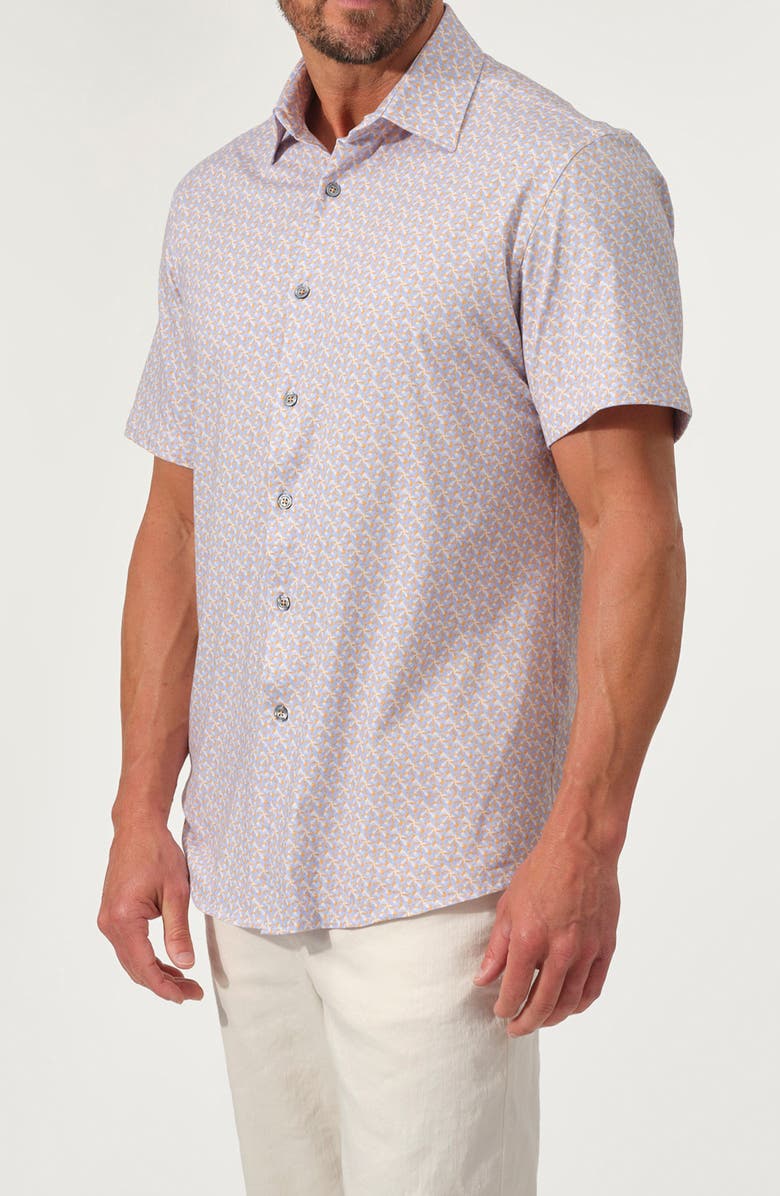 STUDIO GARNET LOS ANGELES Dynamic Comfort Short Stretch Cotton Sleeve Button-Up Shirt, Alternate, color, Tangelo