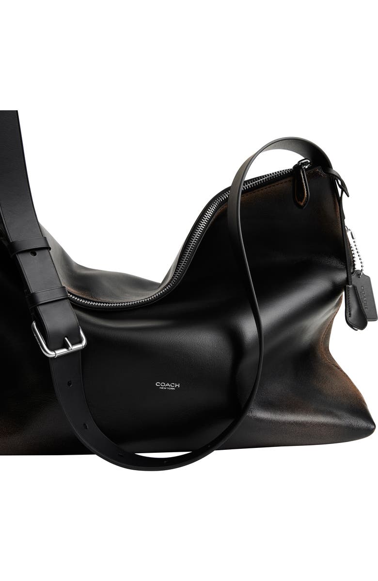 COACH Mott Loved Leather Messenger Bag, Alternate, color, Black/ Light Tan