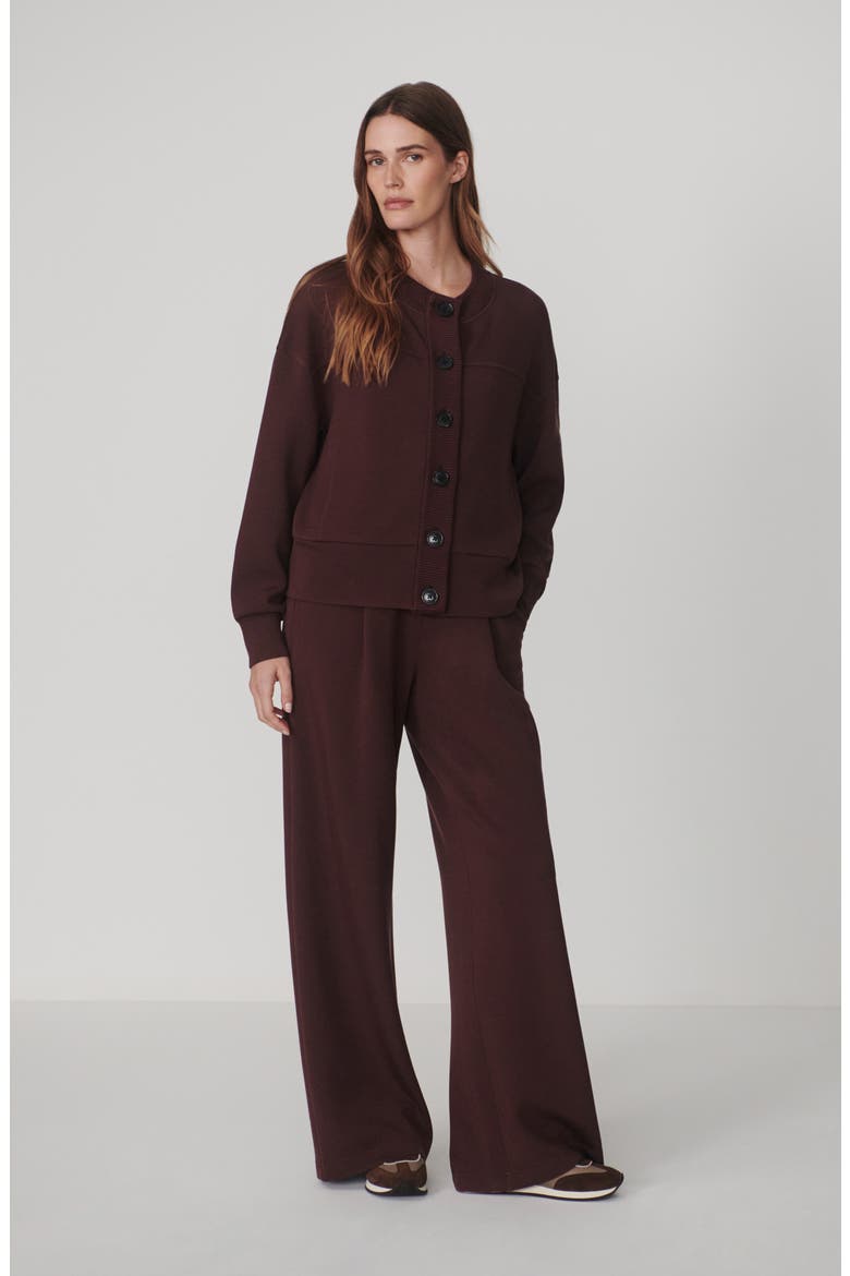 Olwen Sweatshirt Cardigan, Alternate, color, DEEP MAHOGANY