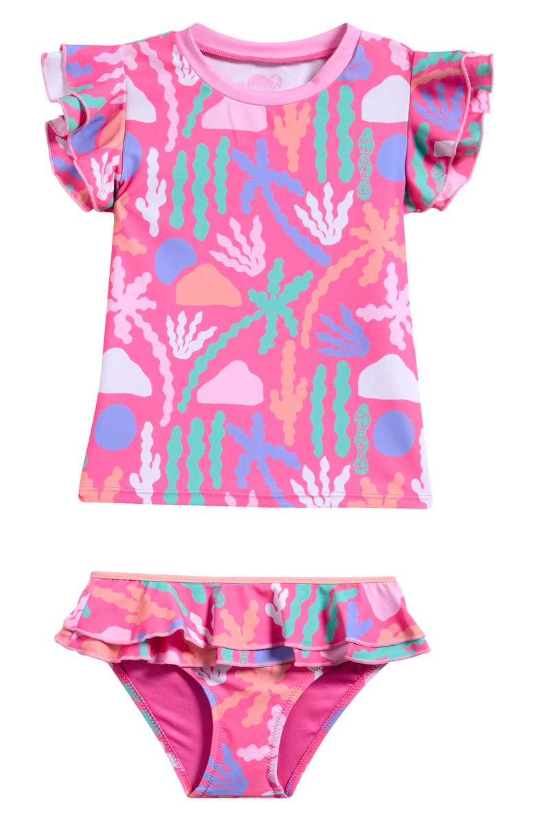 Boardies Kids' Palm Springs Ruffle Two-Piece Swimsuit, Main, color, Pink