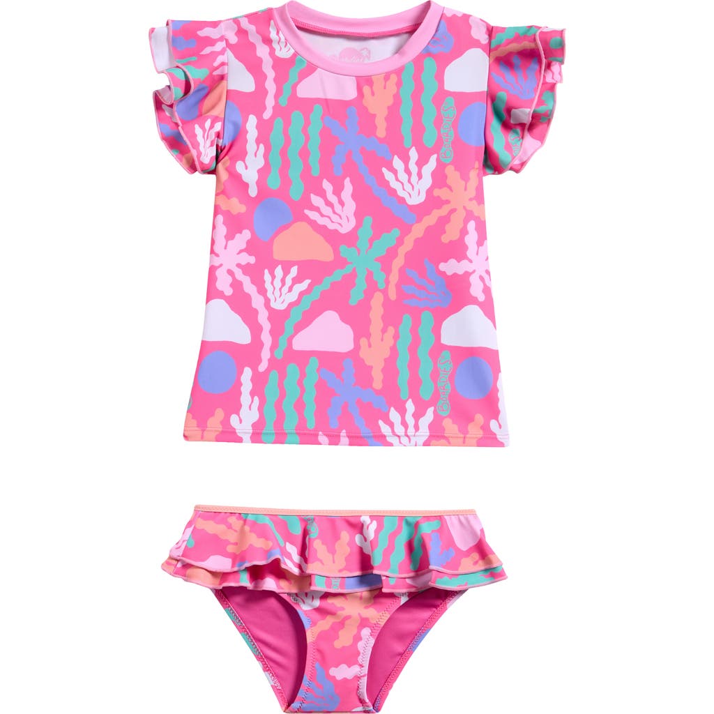 Boardies Kids' Palm Springs Ruffle Two-piece Swimsuit In Pink