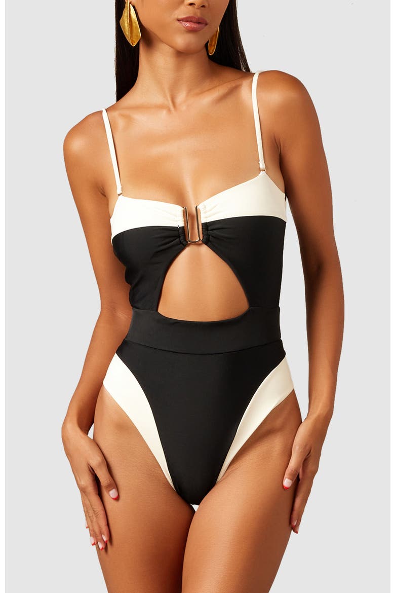 Cherish One-Piece Swimsuit, Main, color, Black