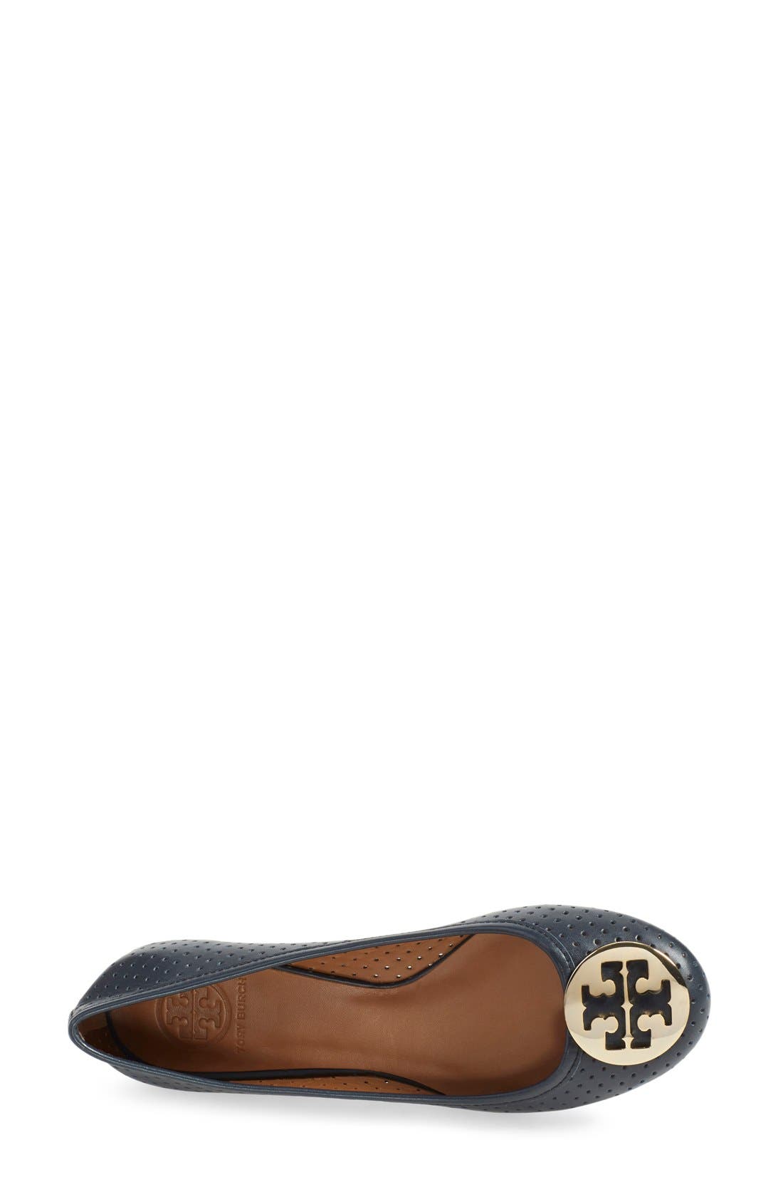 Tory Burch 'Reva' Perforated Ballerina Flat, Alternate, color, 