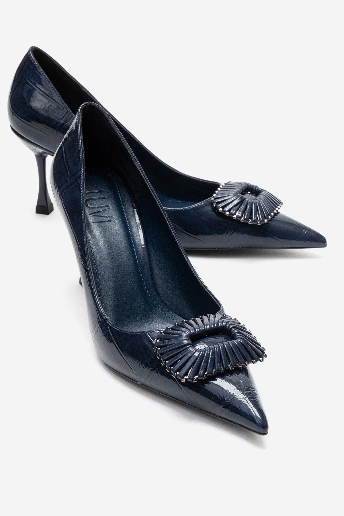 Rebel Stiletto Pump, Alternate, color, Navy Print