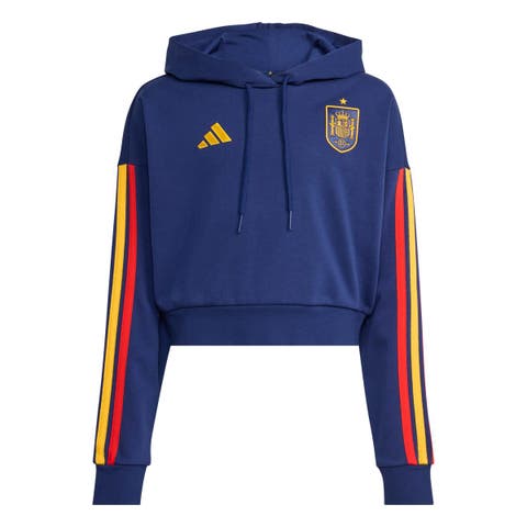Women's adidas Navy Spain National Team FIFA x World Cup Alphaskin Cropped Hoodie