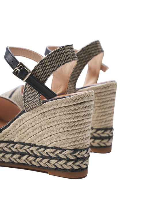 Viscata Empuria Canvas Espadrille Sandal Wedges In Black