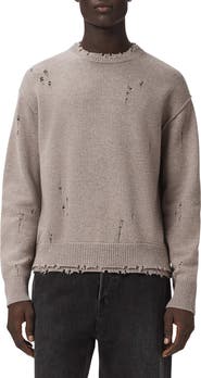AllSaints Wolf Distressed Crewneck Sweater