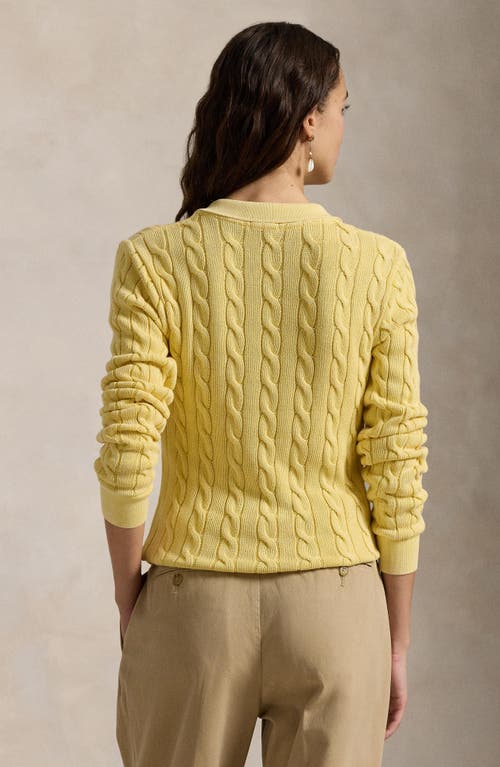 Polo Ralph Lauren Cable Long Sleeve Cotton Polo Sweater In Fall Yellow
