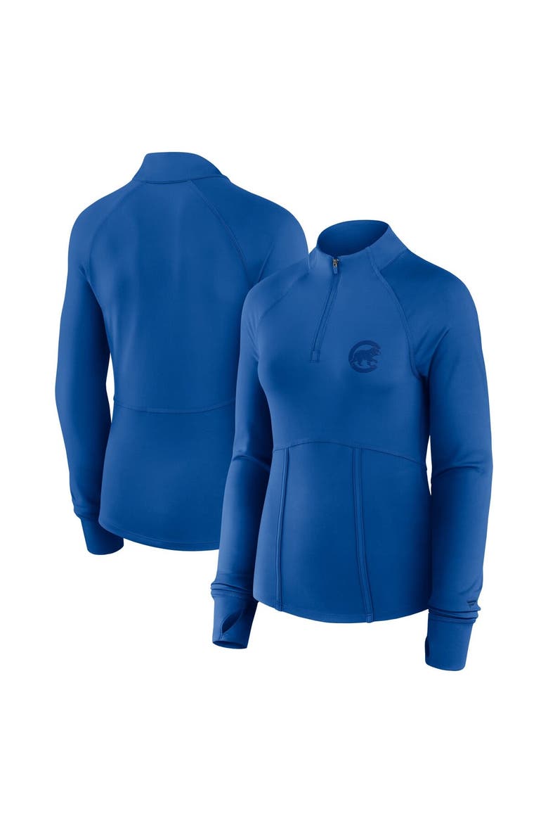 Women's Fanatics Royal Chicago Cubs Elements Raglan Tri-Blend Quarter-Zip Top, Main, color, Royal