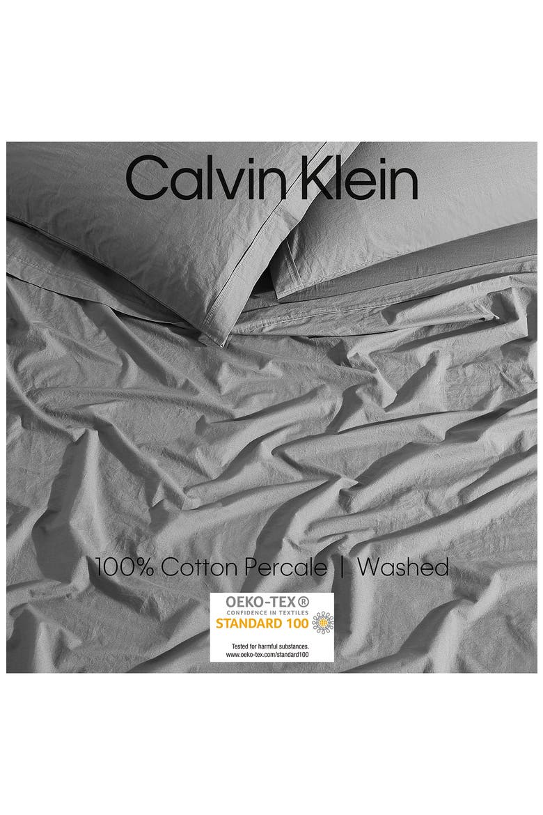 Washed 200 Thread Count Percale Sheet Set, Alternate, color, DARK GREY