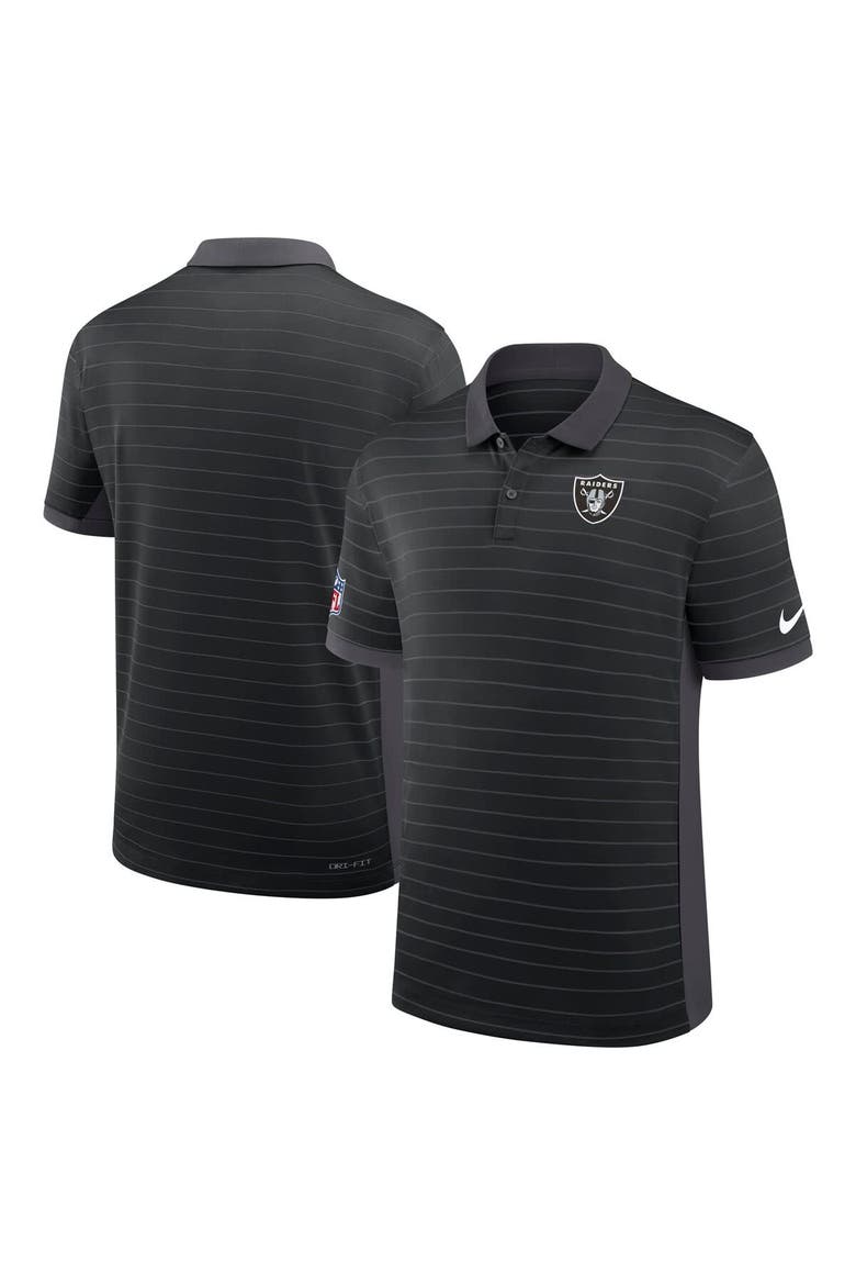 Men's Nike Black Las Vegas Raiders Sideline Victory Stripe Performance Polo, Alternate, color, Black
