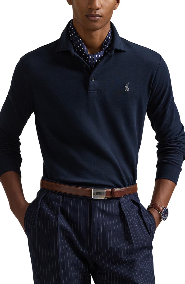 Polo Ralph Lauren Luxury Jersey Long Sleeve Polo, Main, color, 