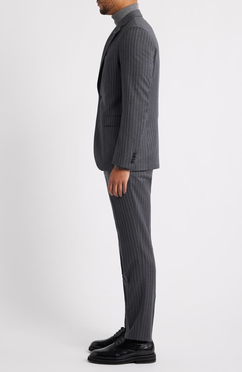AllSaints Ross Slim Fit Striped Wool Suit, Alternate, color, Charcoal