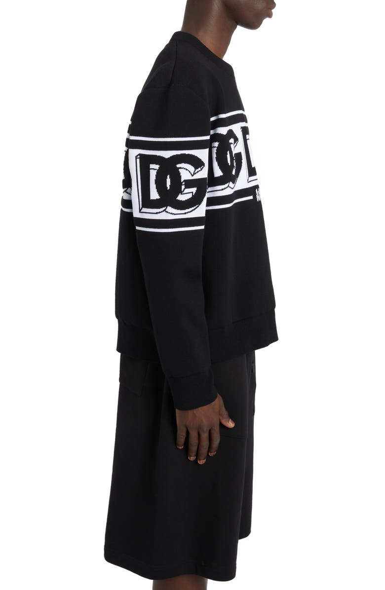 Dolce&Gabbana DG Logo Jacquard Crewneck Sweater, Alternate, color,