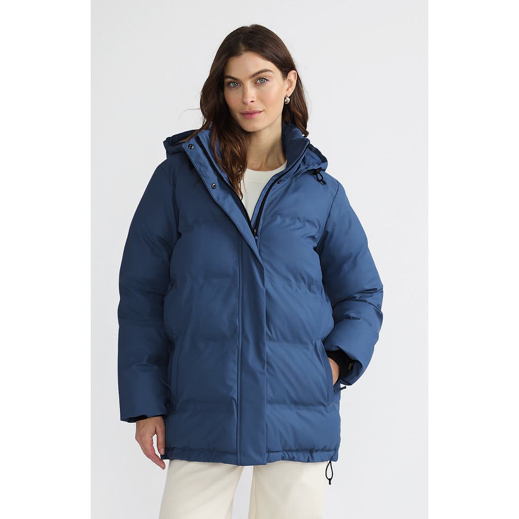 Lands' End Plus Size Squall Insulated Slicker Puffer Jacket In Light Indigo Blue