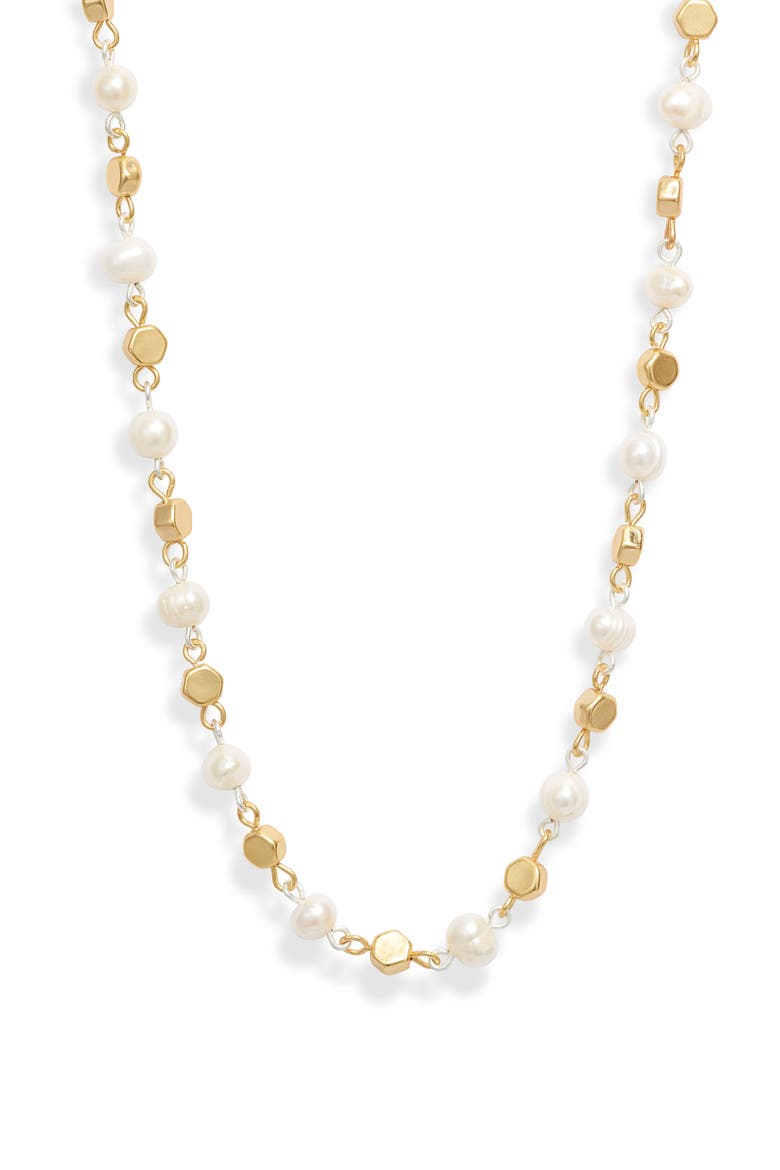 Confetti Long Freshwater Pearl Necklace, Alternate, color, GOLD