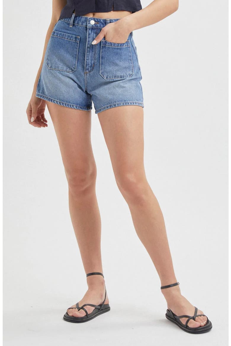 Mirage Patch Pocket Denim Shorts, Alternate, color, STEVIE BLUE