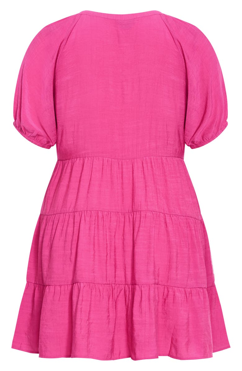 City Chic Kara Tiered Minidress, Alternate, color, Magenta