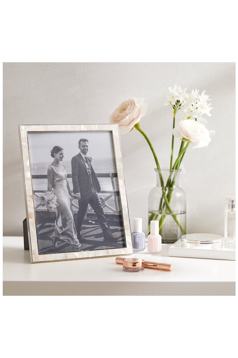 Mother-of-Pearl Picture Frame, Main, color, WHITE