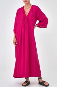ocean+main Cupro Rouched Front Caftan