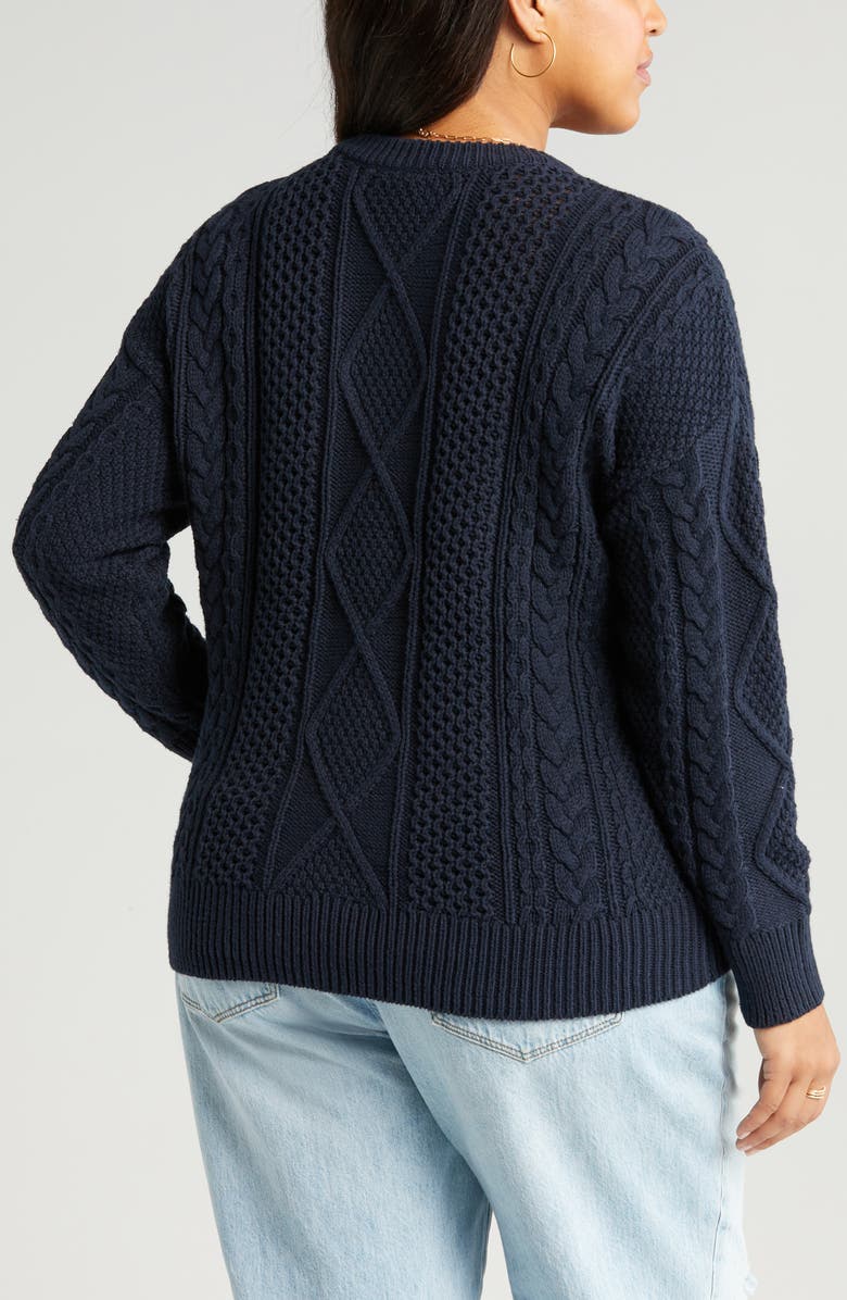 Madewell Cable Knit Crewneck Sweater, Alternate, color, Deep Indigo